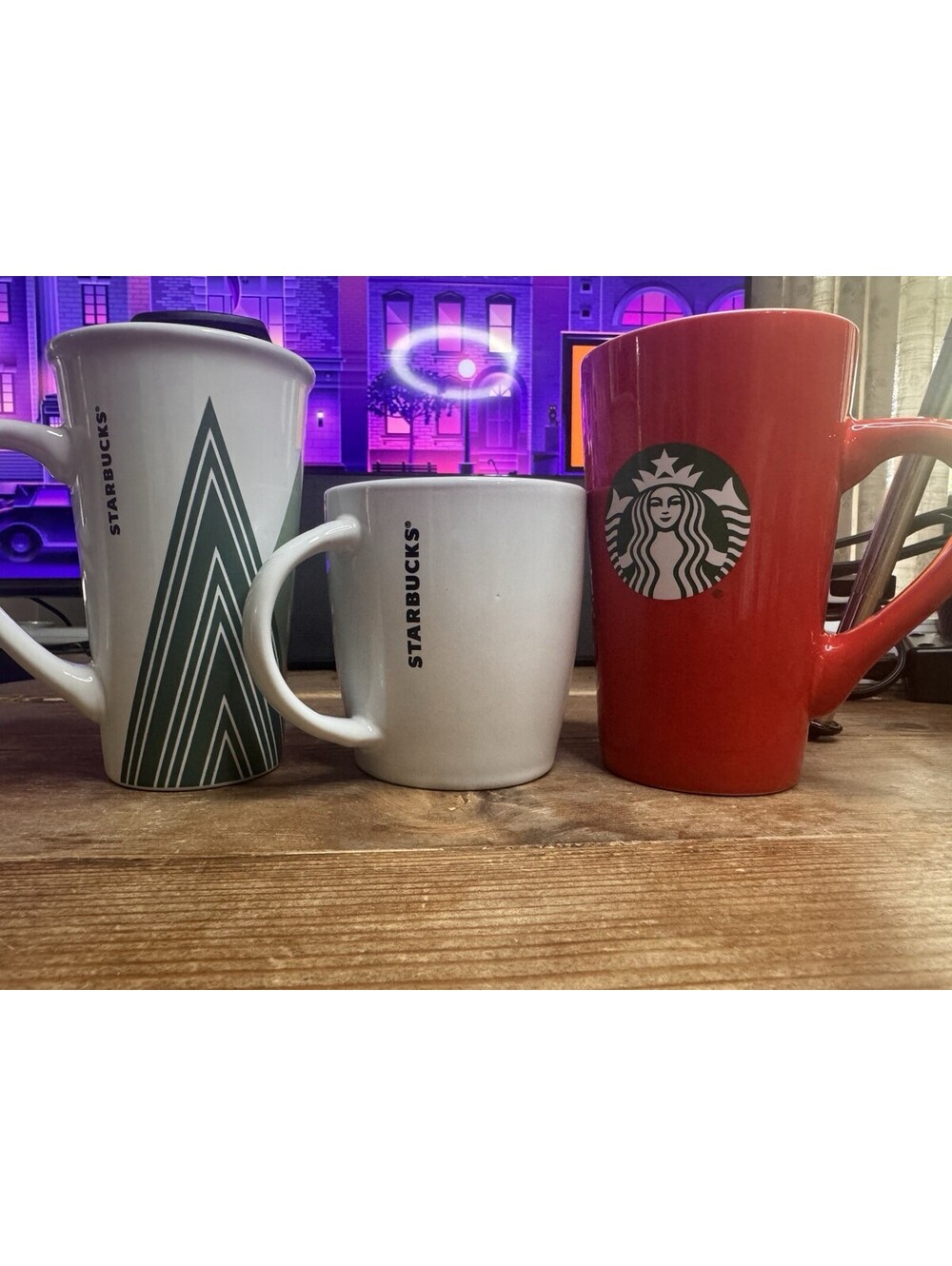 Lot of 3 Starbucks Coffee Mugs Cups Different Designs Excellent Condition